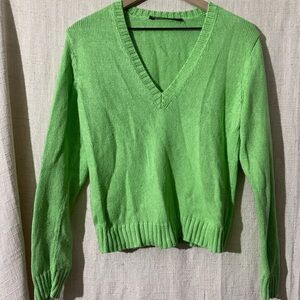 Ralph Lauren Bright Green V-Neck Sweater